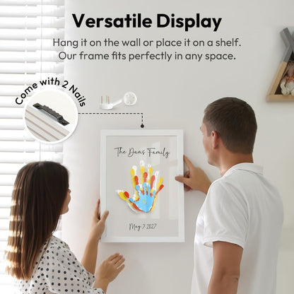 Handprint Kit for Family - DIY Wooden Keepsake Frame with Paint, Baby Hand & Footprint Craft Set