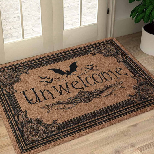 Gothic Bat Unwelcome Doormat Welcome Mat Halloween Home Decor Entrance Rug Indoor Floor Mat