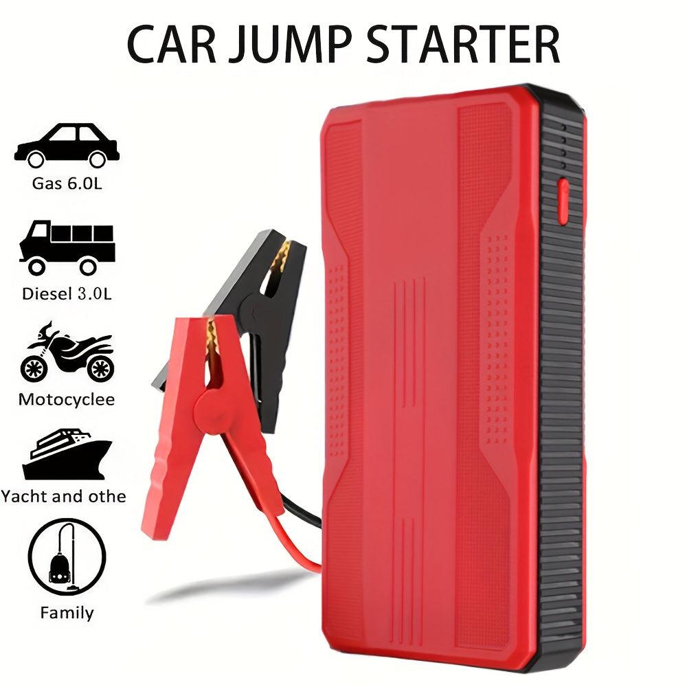 Portable Car Jump Starter Power Bank 200A Peak – 12V Emergency Battery Booster for Gas Engines Under 2.0L, USB & Type-C Charging, LED Light