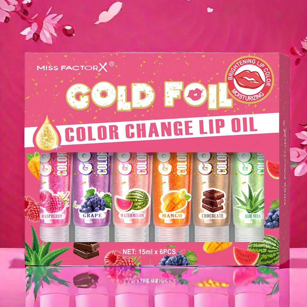 pH Color Changing Lip Balm Set 6pcs 6 Fragrances – Deep Moisturizing Brightening Glossy Tinted Lip Care, 0.51oz Each