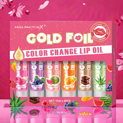 pH Color Changing Lip Balm Set 6pcs 6 Fragrances – Deep Moisturizing Brightening Glossy Tinted Lip Care, 0.51oz Each