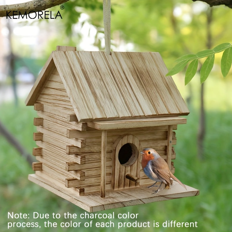 Wooden Bird Nest Breeding Box for Parrots & Small Birds – Hanging Outdoor Cage Accessory, Natural Solid Wood Birdhouse