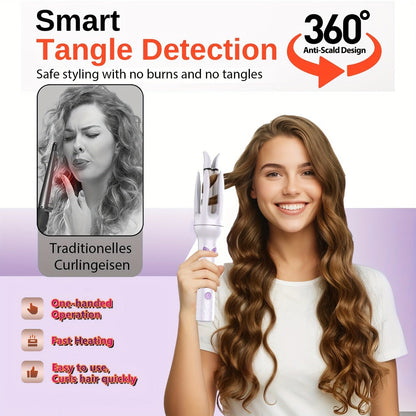 Hair Curler 28mm Barrel Negative Ion Technology 4 Temperature Settings Fast Heating Portable for Home, Travel and Salon Hair Styling
