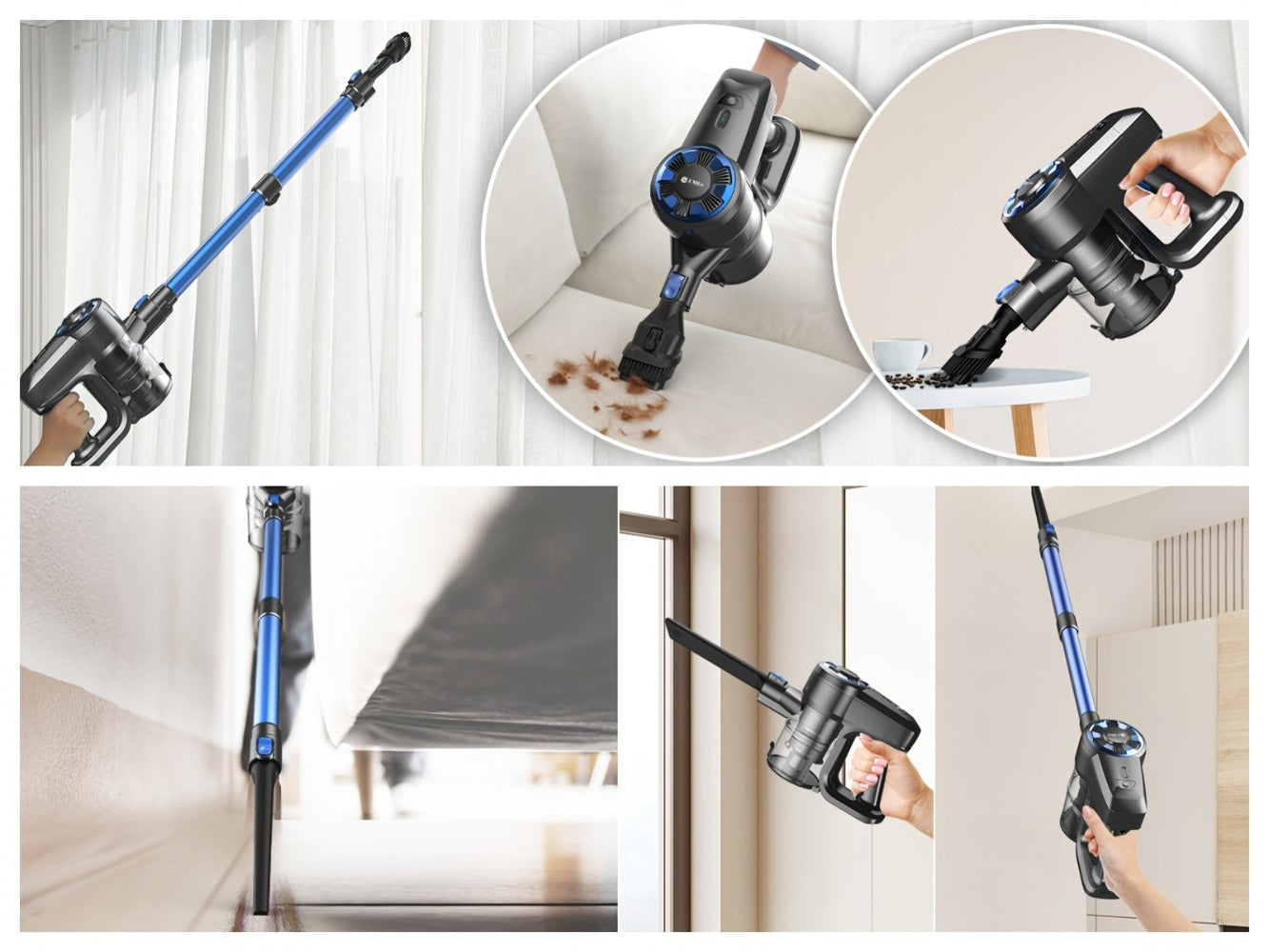 Cordless Vacuum Cleaner Stick Vacuum, MAX 70Kpa Suction, 45-Min Runtime, Anti-Tangle, 50.72oz Dust Cup