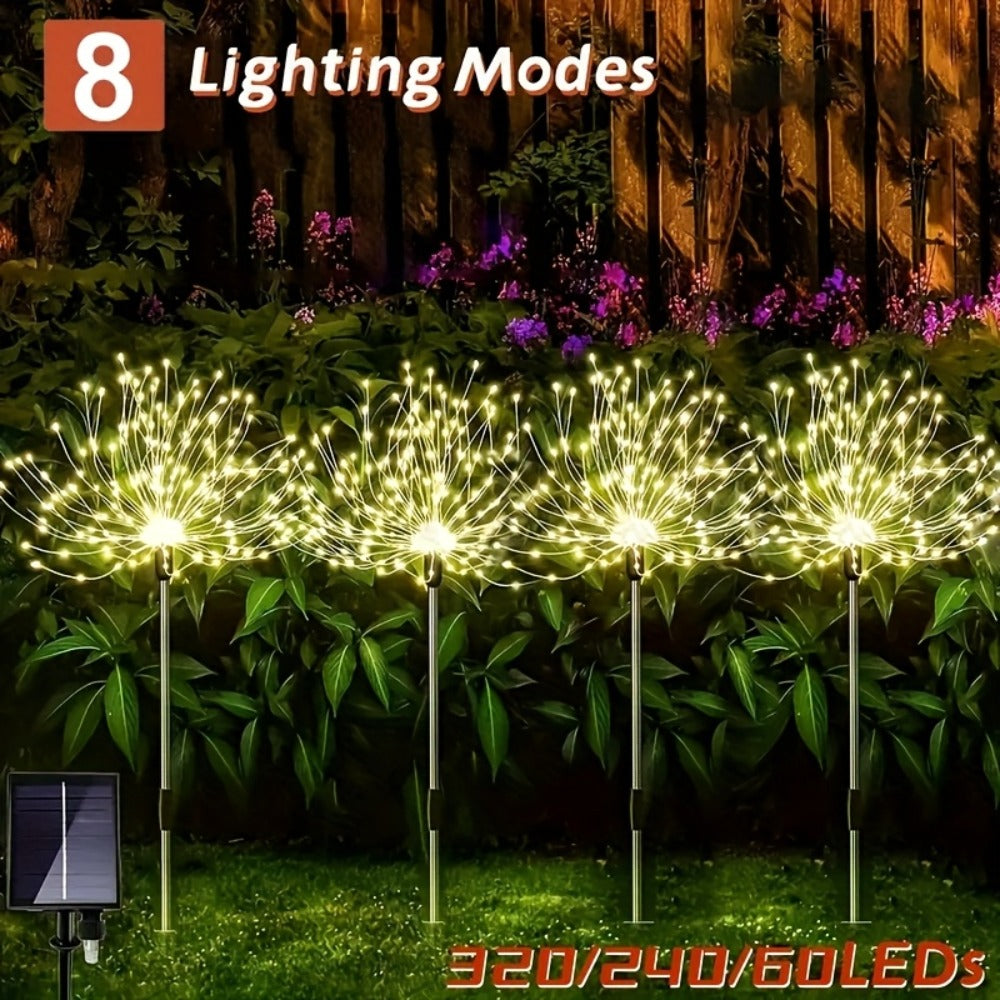 Solar Garden Lights Outdoor Waterproof IP65 – Fireworks Fairy Lights 8 Modes Multi-Color Solar Powered Landscape Decoration for Garden