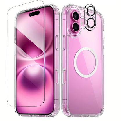 Phone Case Clear TPU and PC Three-Piece Bundle with Screen and Camera Lens Protectors for Select iPhone Models