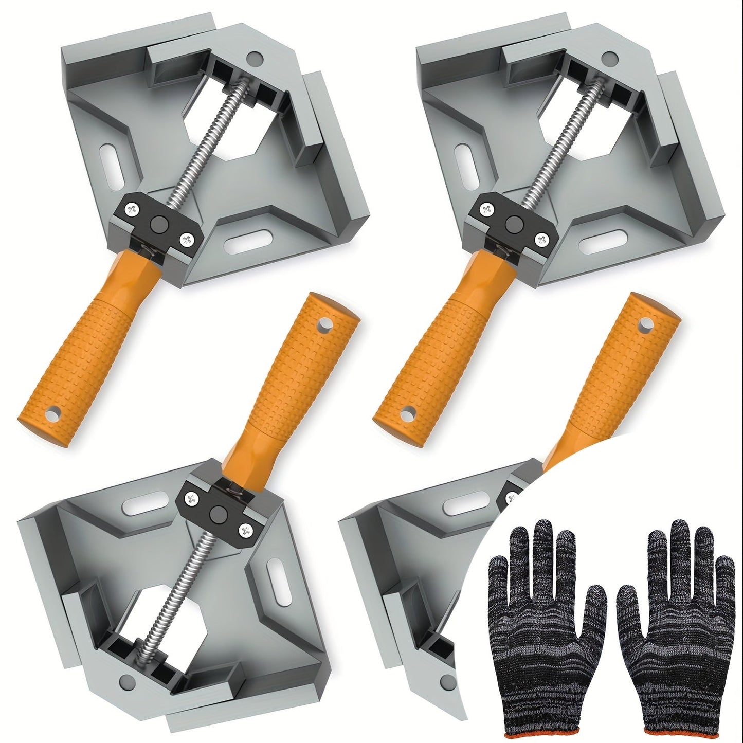 Right Angle Woodworking Clamp Set 2 & 4-Piece, Adjustable Aluminum Alloy Swing Jaw, 90-Degree Corner Clamps for Welding