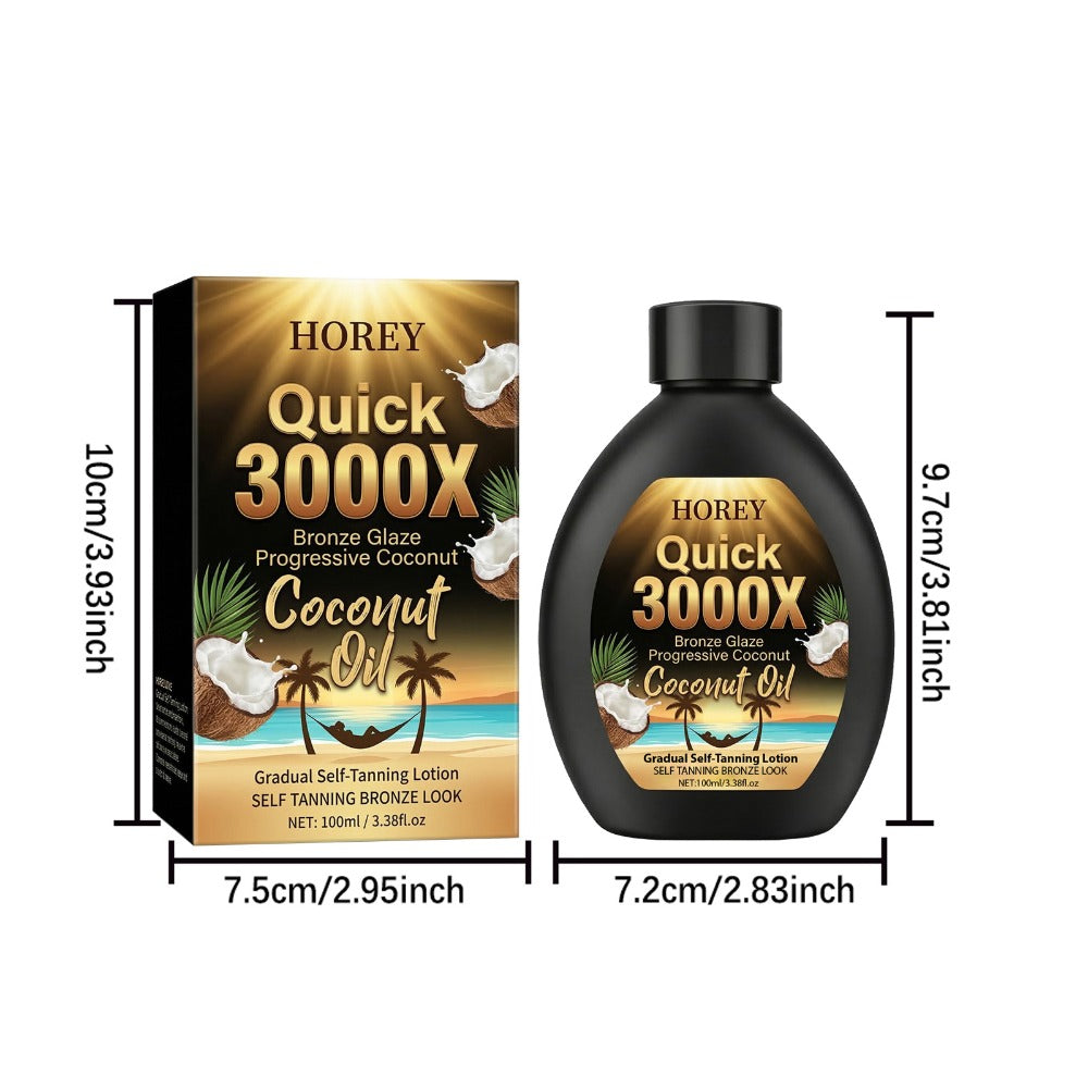 Coconut Oil Self-Tanning Lotion 100ml in Black Flip-Cap Bottle with Gold Label for Body Application