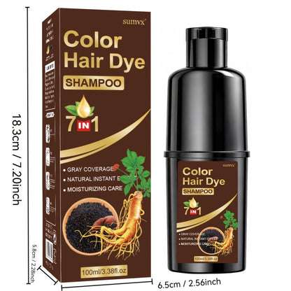 Hair Dye Shampoo, SUMVX 3.38oz Pump Bottle with Six Black, Brown, Coffee and Honey-Brown Shade Options