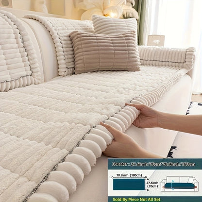 Sofa Cushion Cover Plush Velvet Washable Seat Pad Wavy Edge Soft Kapok Filling for Couch Loveseat 1 2 3 4 Seater