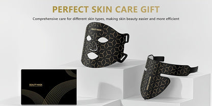 LED Face Mask, 7-in-1 Red Light Therapy for Face & Neck, 93+80 LED Beads, Separate Silicone Applicator