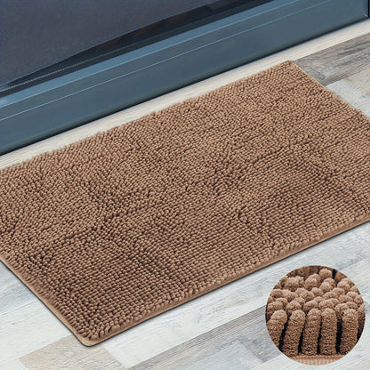 Chenille Doormat Absorbent Non-Slip Washable Indoor Outdoor Mat – Soft Shaggy Entryway Rug for Muddy Paws
