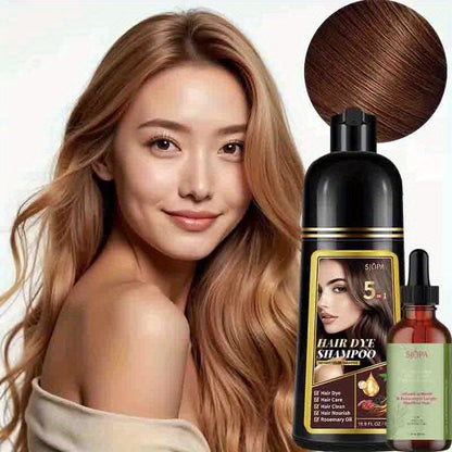 Glycerin Hair Color Shampoo Gift Set with Rosemary Oil, 5-in-1 Color & Care Formula 16.91oz, Gentle Non-Irritating Gray Coverage