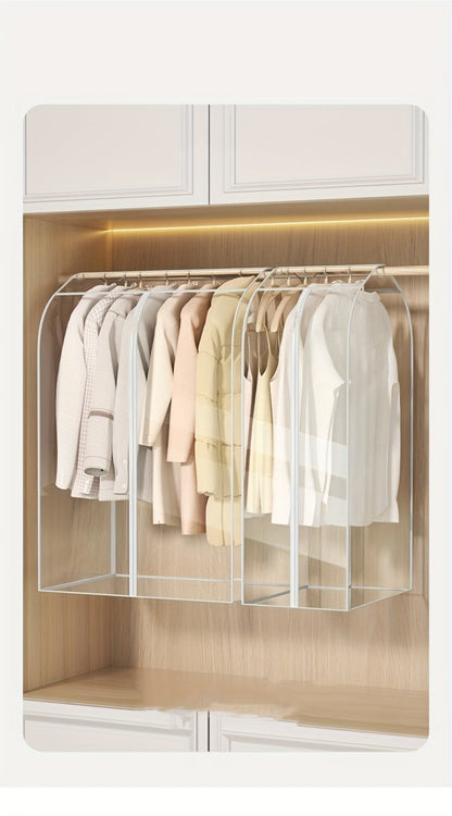 Clear Hanging Garment Bag PVC Zipper Dustproof Closet Organizer for Coats Suits Dresses for Entryways, Bedrooms and Living Spaces