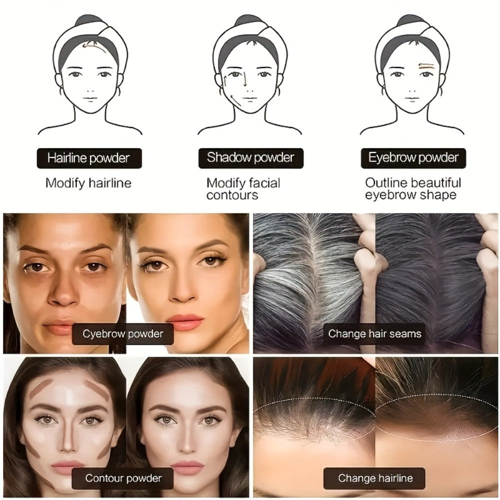 Thinning Hair Root Coverage Powder with Brush, Instant Hairline Concealer Natural Shadow Effect