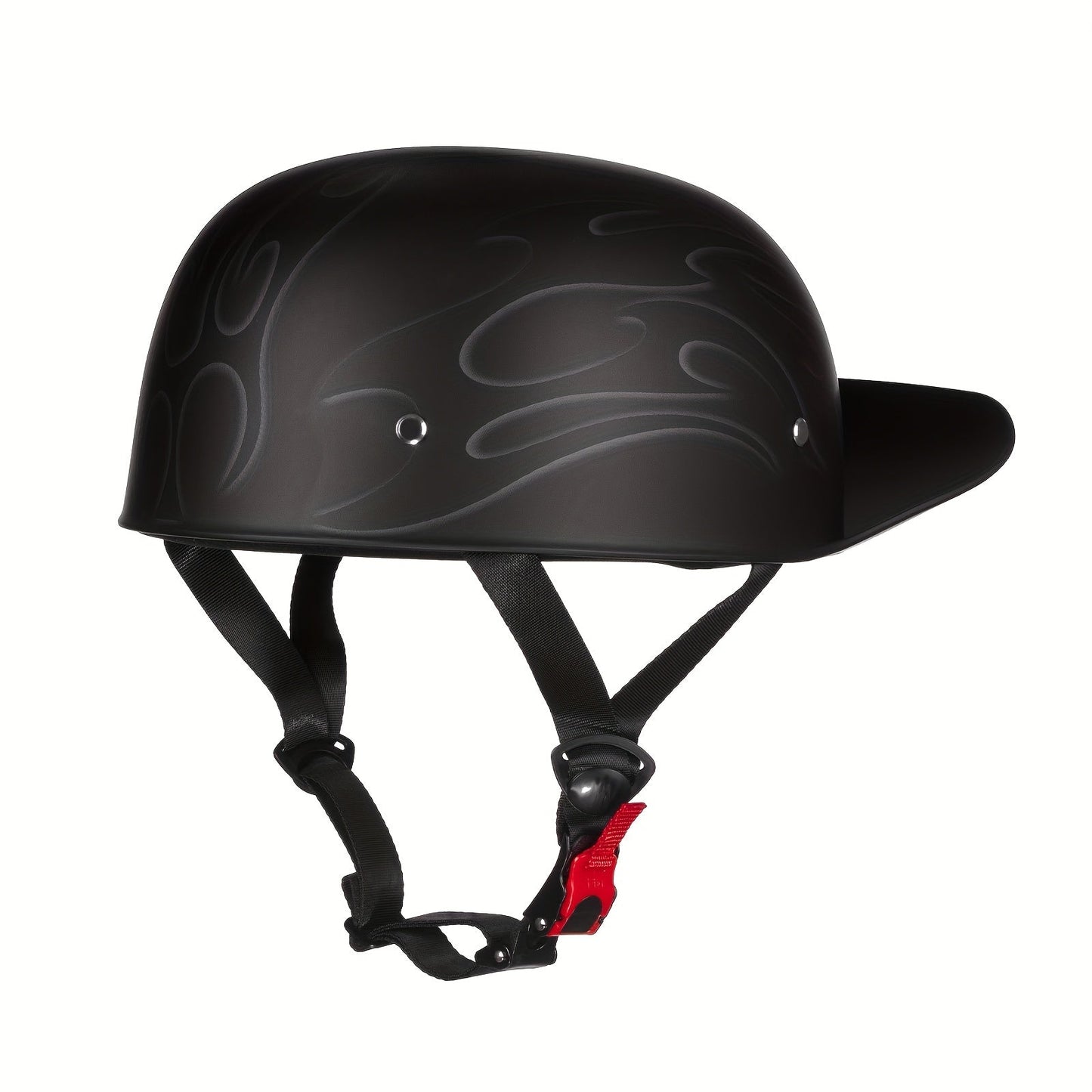 Motorcycle Helmet Crown Racing Half-Shell with Four Graphic Styles, M-XL Sizes, Padded Liner and Quick-Release Strap