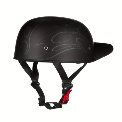 Motorcycle Helmet Crown Racing Half-Shell with Four Graphic Styles, M-XL Sizes, Padded Liner and Quick-Release Strap