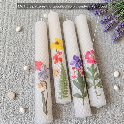 Floral Cone Candle Holders Set of 4, 10-Inch Decorative Beeswax Taper Candles for Holiday Parties