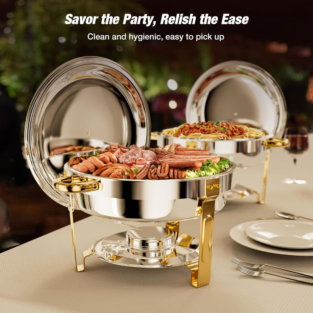 Chafing Dish Buffet Set Stainless Steel Food Warmer 6QT Round Chafer for Catering Events Parties Weddings Banquets