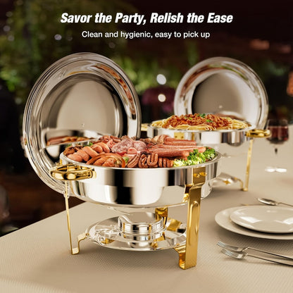 Chafing Dish Buffet Set Stainless Steel Food Warmer 6QT Round Chafer for Catering Events Parties Weddings Banquets