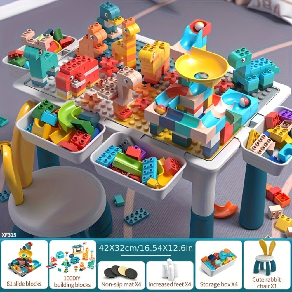 Kids Building Block Table & Chair Set with Storage Boxes with the Listed Color, Size or Set Options for Everyday Use