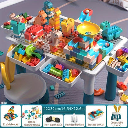 Kids Building Block Table & Chair Set with Storage Boxes with the Listed Color, Size or Set Options for Everyday Use