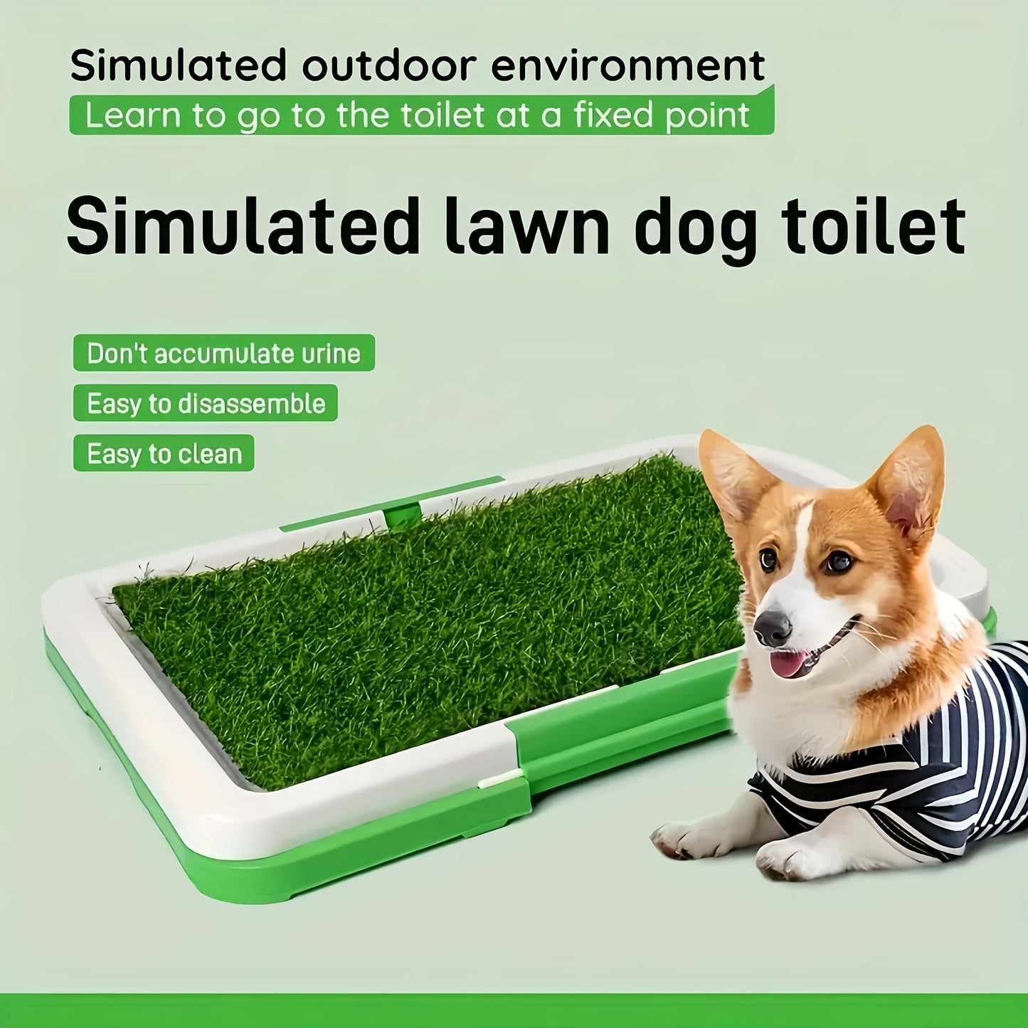 Artificial Grass Dog Potty Training Mat with Tray – Non-Slip Splash-Proof Indoor Puppy Toilet, Odor-Free 3-Layer Design