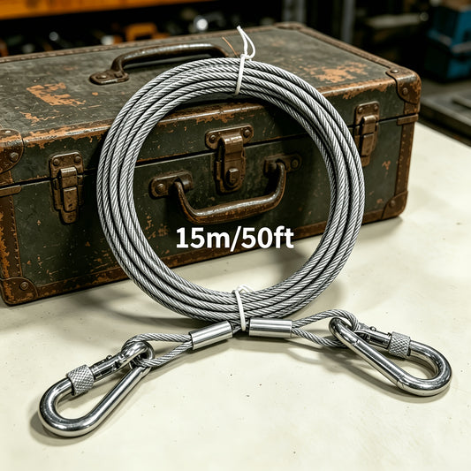 Stainless Steel Dog Leash Reflective Rust-Resistant Heavy Duty Cable Tie-Out for Medium Large Dogs Outdoor Yard Camping 3XL 4XL