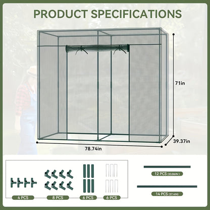 Plant Protection Tent Crop Cage with Zippered Door & Square Frame, Raised Garden Bed Cover Wind-Resistant for Outdoor Vegetables