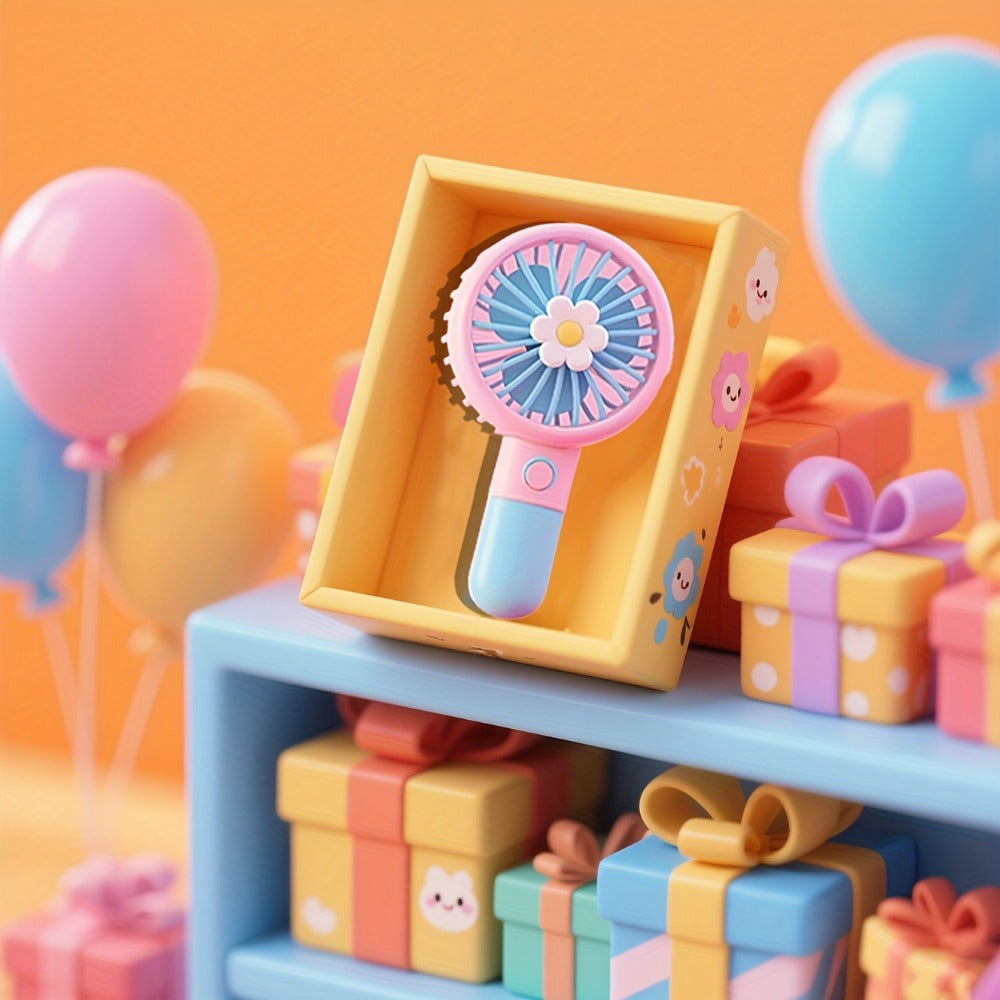 12-Piece Mini Handheld Fan Set with Flower-Center Grilles, Single Buttons and USB-C Charging