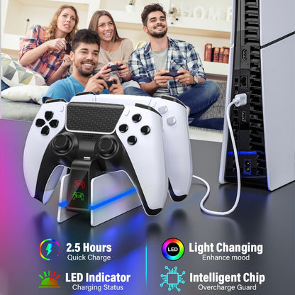 PS5 Controller Charging Station 9-Color LED Light Fast Charging Dock for DualSense & DualSense for an Everyday Personal Care Routine