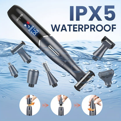 Six in One Bikini Trimmer and Electric Razor for Women and Men, Wet Dry Grooming Set in Purple
