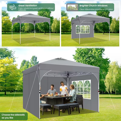 Center-Lock 10x10ft Pop-Up Canopy Tent with Three Height Settings and Optional Three-Sidewall Packages
