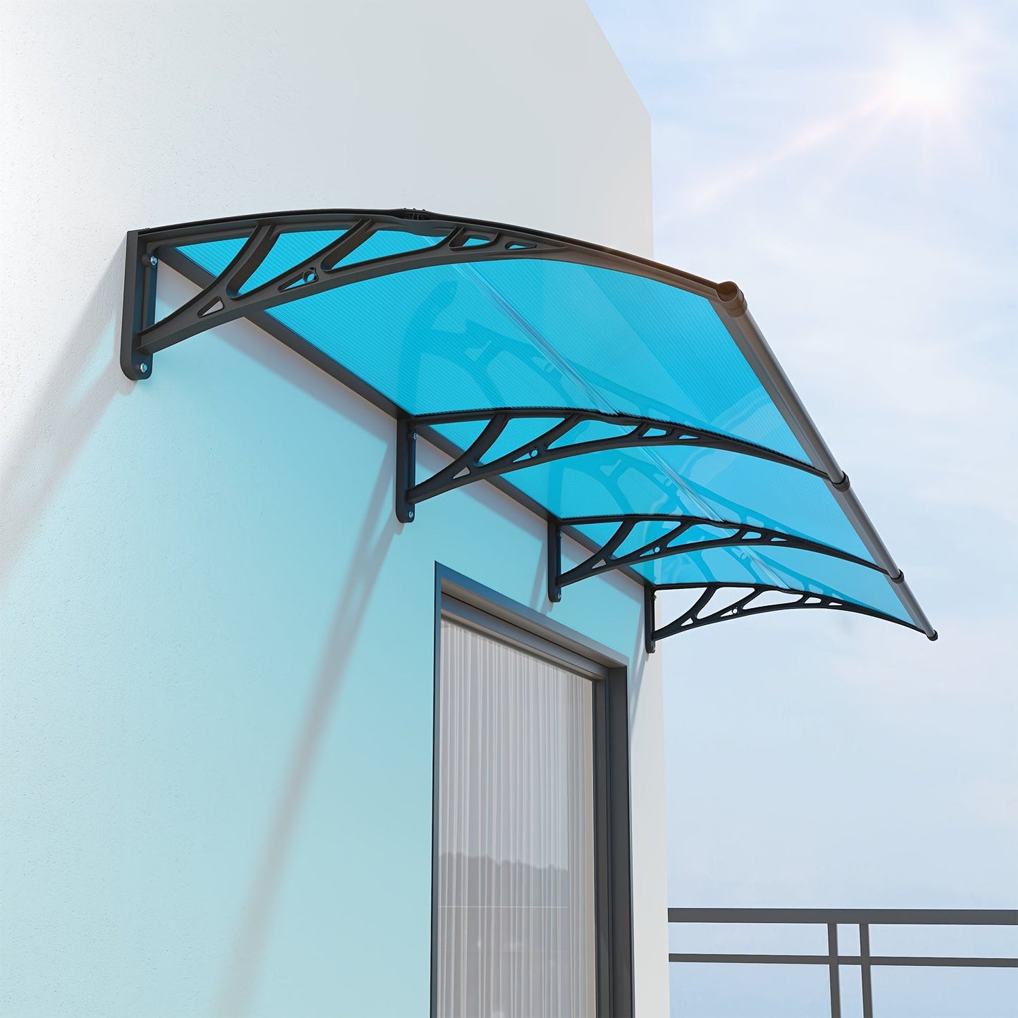 Door Awning Polycarbonate Window Canopy UPF50+ UV Rain Protection for Garden, Patio and Yard Use