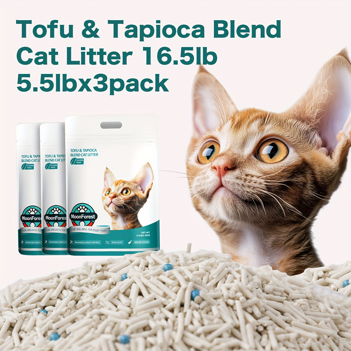 Tofu & Tapioca Blend Cat Litter – Flushable Quick Clumping Low Dust Odor Control Kitty Litter, Natural Plant-Based Formula