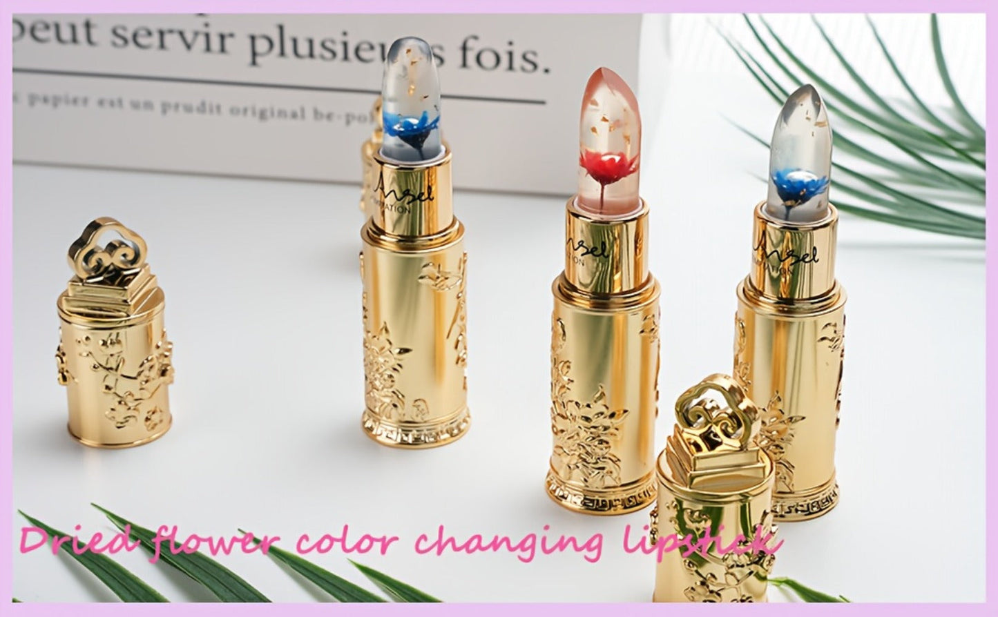 Color Changing Lip Gloss Set 3 Pcs, Temperature Magic Pink Tint Crystal Jelly Balm & Lipstick, Plant Squalane Lip Makeup