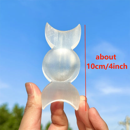 Natural Selenite Triple Charging Dish Crystal Charging Plate for Crystals and Stones for Entryways, Bedrooms and Living Spaces