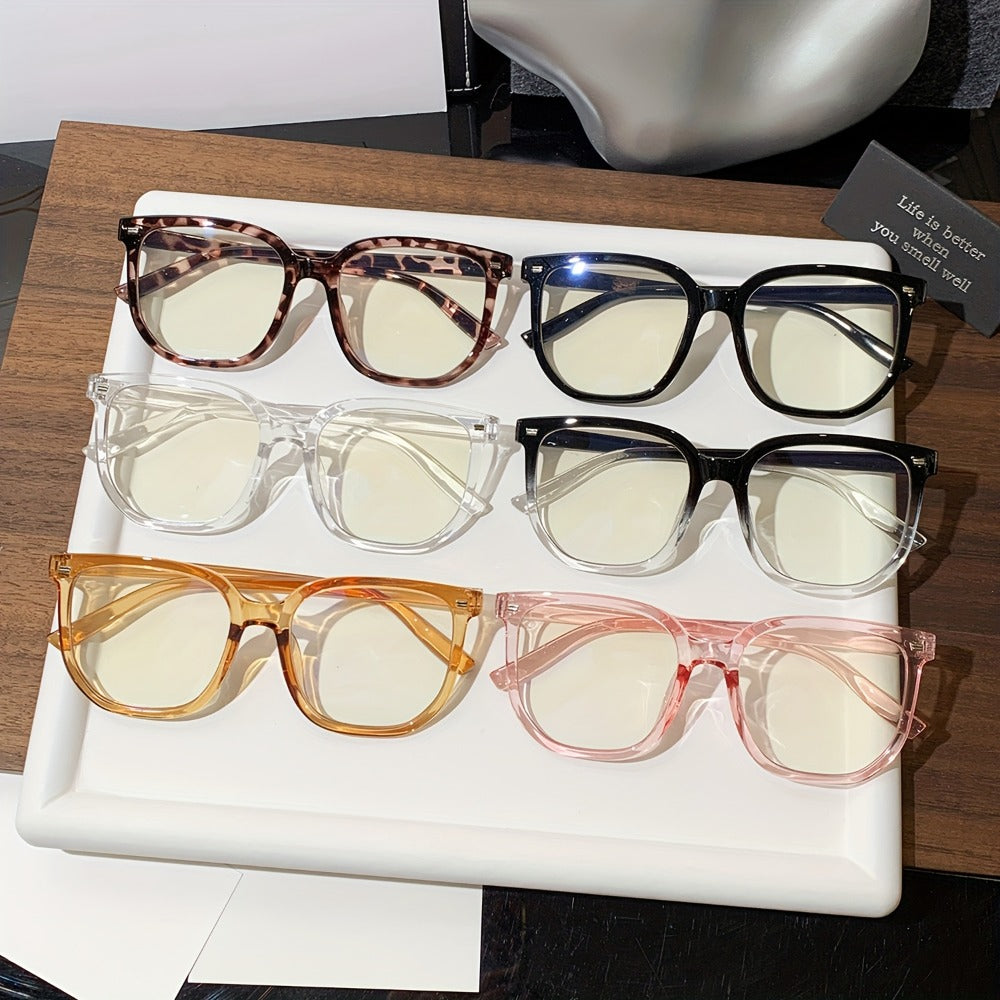 Rectangular Blue Light Glasses Six-Pair Set with Clear Lenses and A1 or A2 Assorted Frame Collections