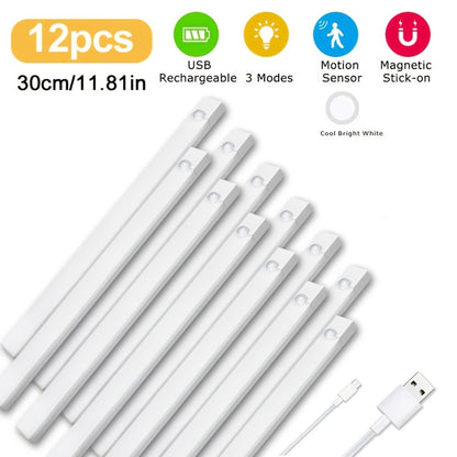 Under Cabinet Lights Motion Sensor 12 Pack USB Rechargeable Wireless Magnetic LED Night for Home Cooking, Dining and Outdoor Meals