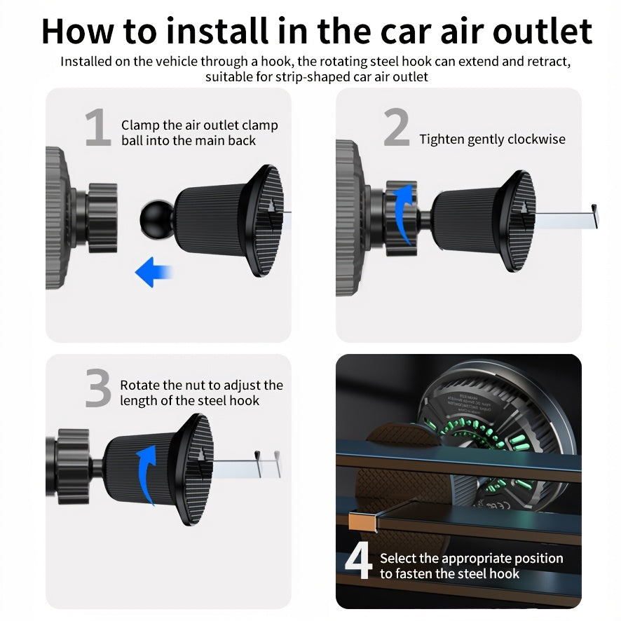 MagSafe Car Wireless Charger for iPhone 12-16 – Magnetic Air Vent Mount with Dual Cooling Fans, Qi1 Fast Charging