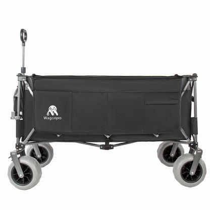 Folding Wagon 52 Inch Utility Cart Collapsible Beach Wagon with Frame for Garden Sports Camping Outdoor