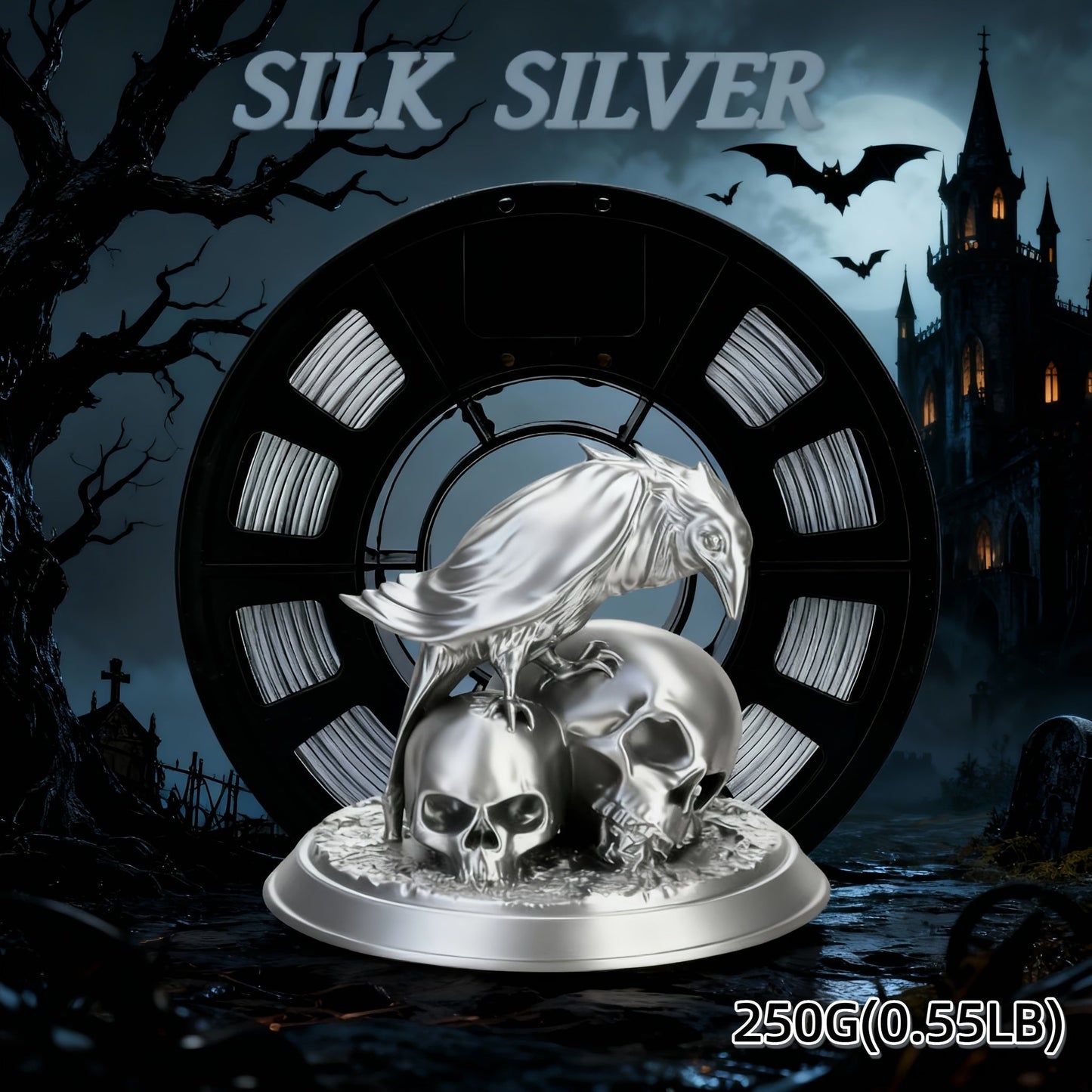 3D Printer Filament PLA 1.75mm 250g Spool with 12 Silk-Look, Transparent and Solid Color Options
