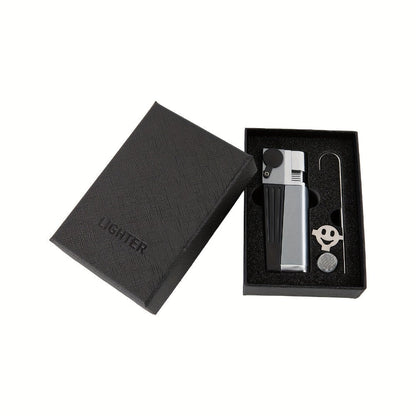 Folding Pipe Lighter Refillable 2-in-1 with Adjustable Flame, Metal-Crafted Durable Design, Gift Box Included