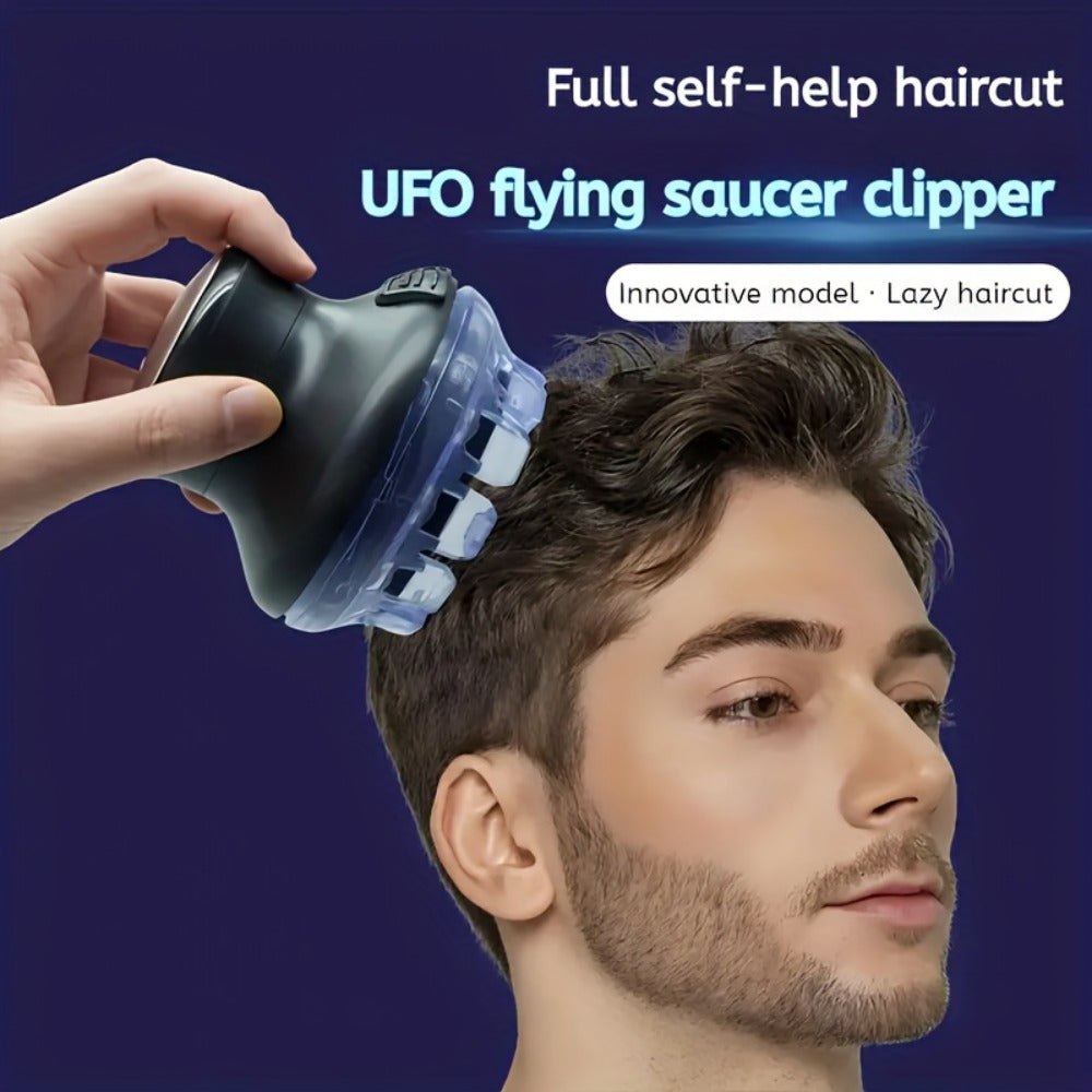 Round Hair Clipper for Self-Haircuts with Four 3-12 mm Length Settings, Two Guide Rings, USB Cable and Cleaning Accessories