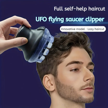 Round Hair Clipper for Self-Haircuts with Four 3-12 mm Length Settings, Two Guide Rings, USB Cable and Cleaning Accessories
