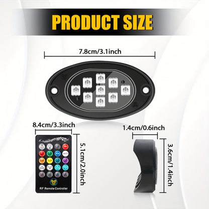 RGB Rock Lights Kit for Trucks & Cars, Sound-Activated LED Underbody Lights with APP & Remote Dual Control