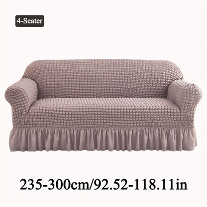 Seersucker Sofa Slipcover Elastic Band Closure Pet-Friendly All-Purpose Sofa Cover for Living Room Home Decor Protection