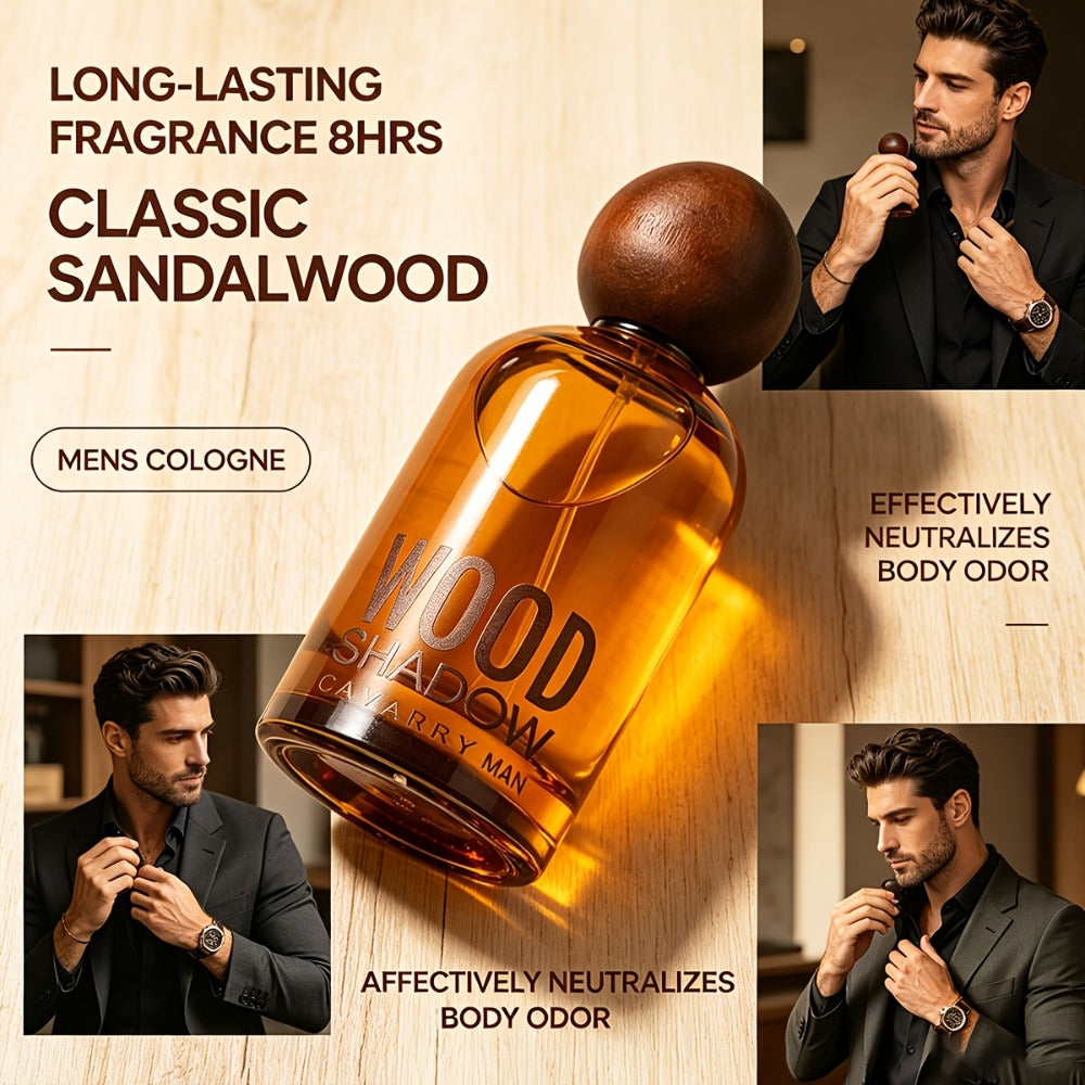 Perfume for Men Wooden-Bottle Spray with a Woody Sandalwood Profile and Two Options in a Distinctive Bottle Presentation