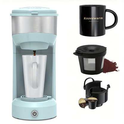 3-in-1 Coffee Machine Single Serve Brewer for K-Cup Pods Ground Coffee and Tea Compact with Reservoir for Kitchen Office Home Dark Blue