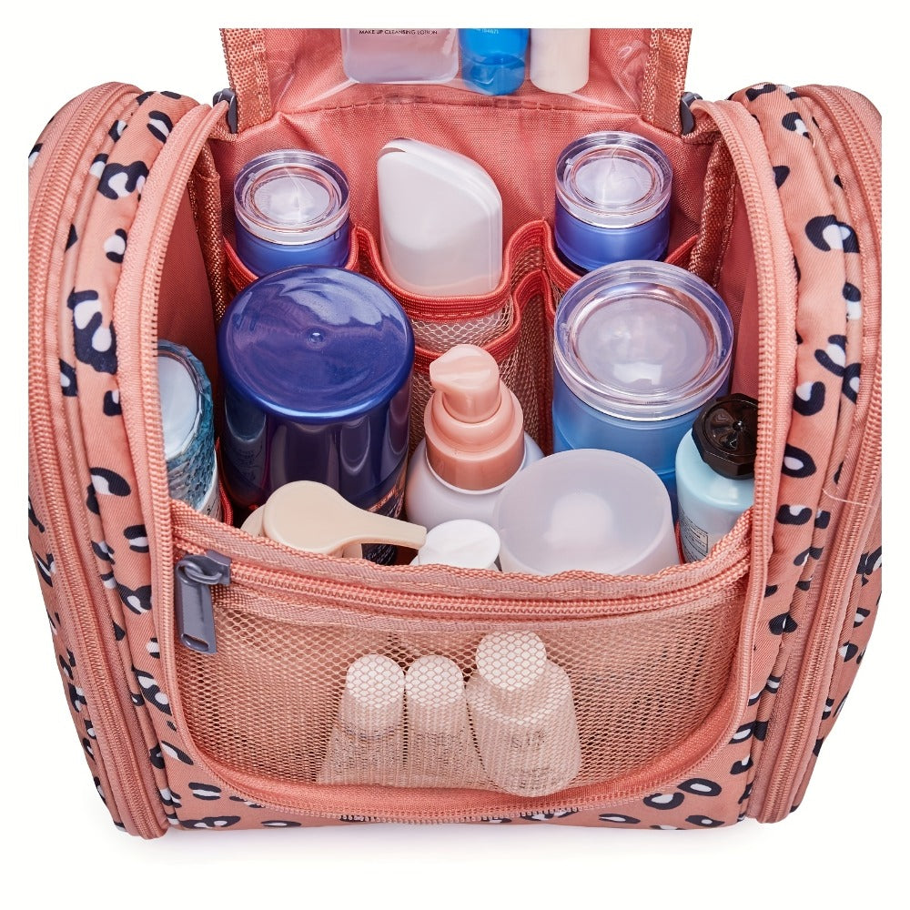 Toiletry Bag Hanging Large-Capacity Makeup Organizer with Hook, Multiple Compartments and 16 Print Options